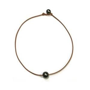NEW WENDY MIGNOT women's single tahitian necklace in silver/ brown